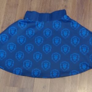 World Of Warcraft Blue Patterned A-Line Skirt Sz SM